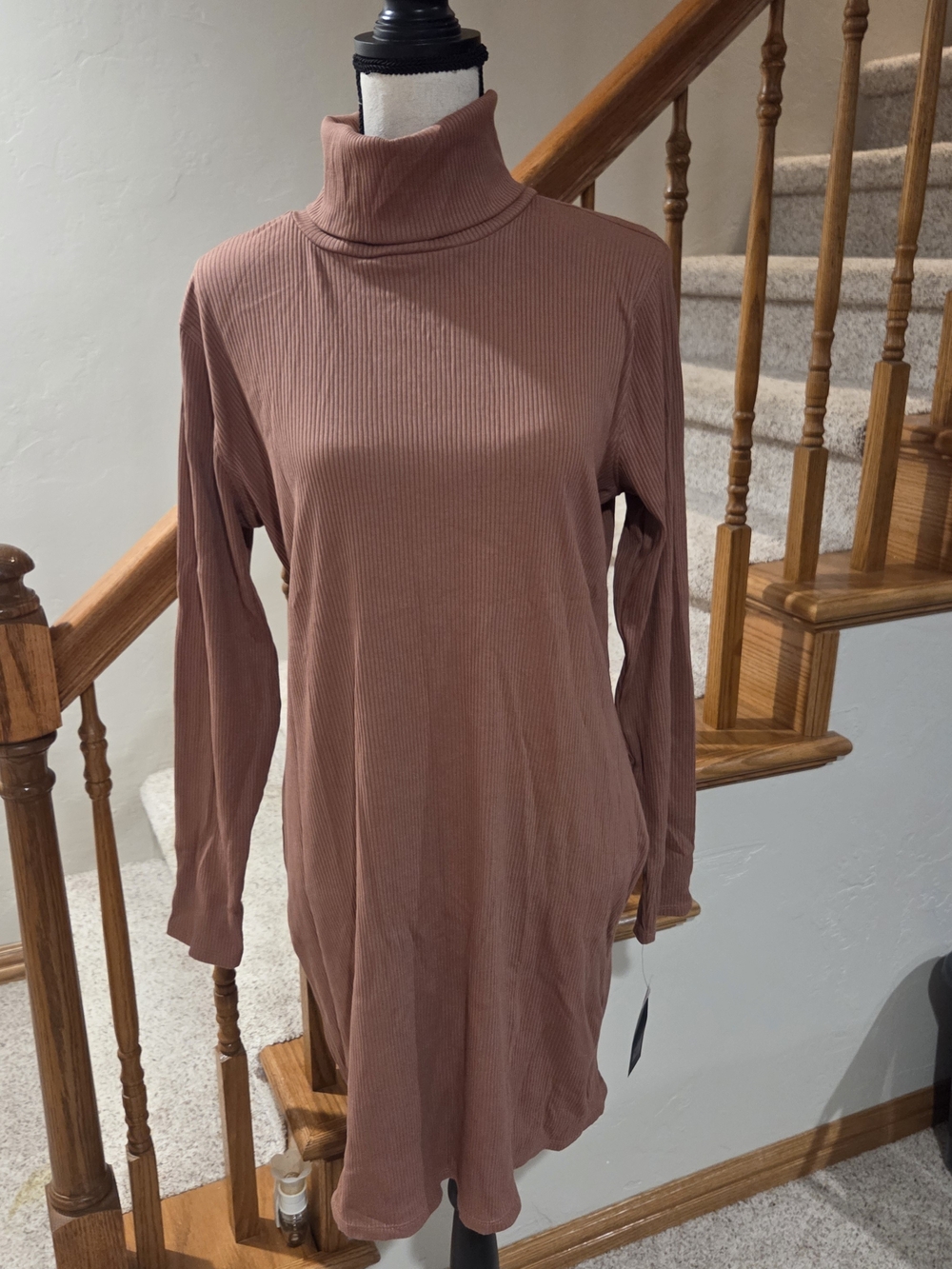 wild fable Ribbed Turtleneck Long Sleeve Dress - Dusty Mauve